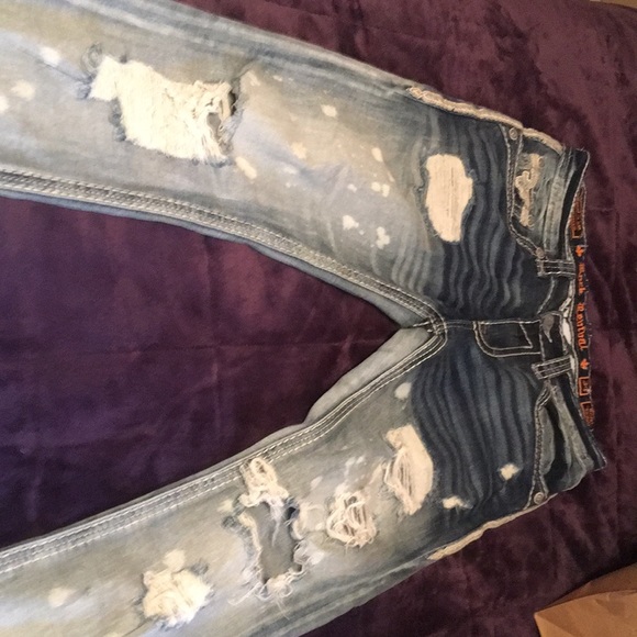 Rock revival distressed blue jeans - Picture 1 of 1